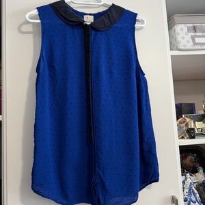 Sleeveless  blouse, Size 12, 100% rayon, collar and border 100% silk